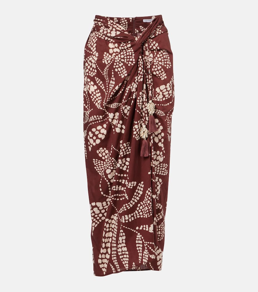 Uma printed cotton midi skirt