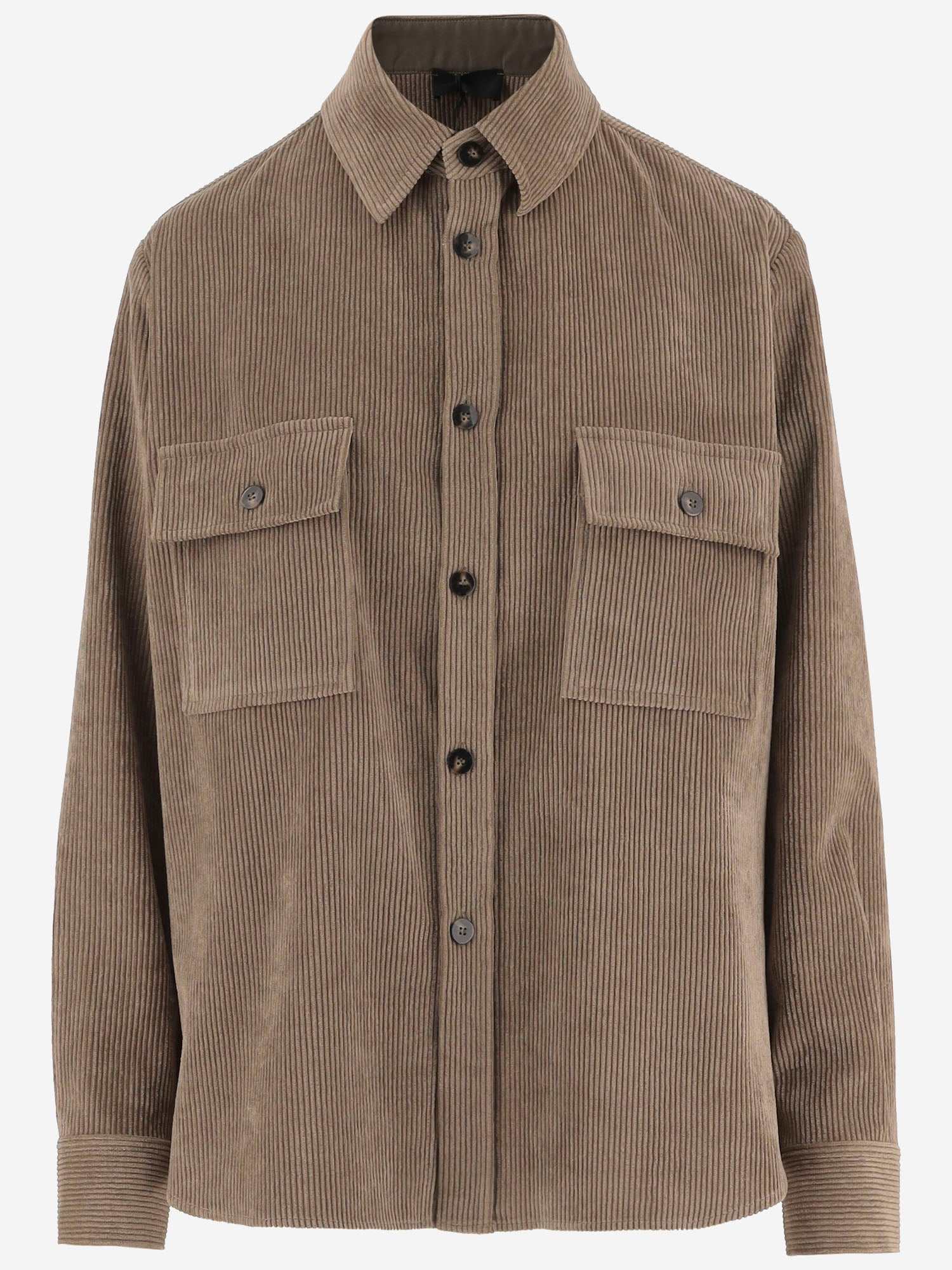 Ribbed Nylon-Blend Shirt — Beige