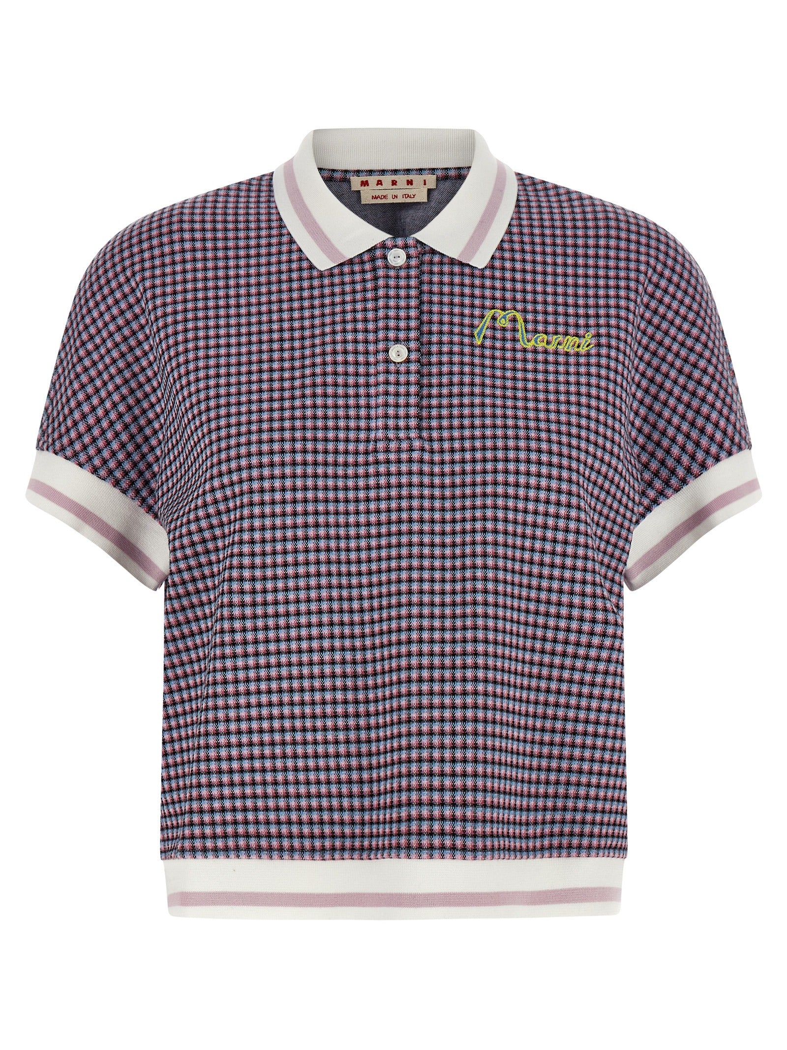 Check-Patterned Viscose Polo Shirt — Multicolor