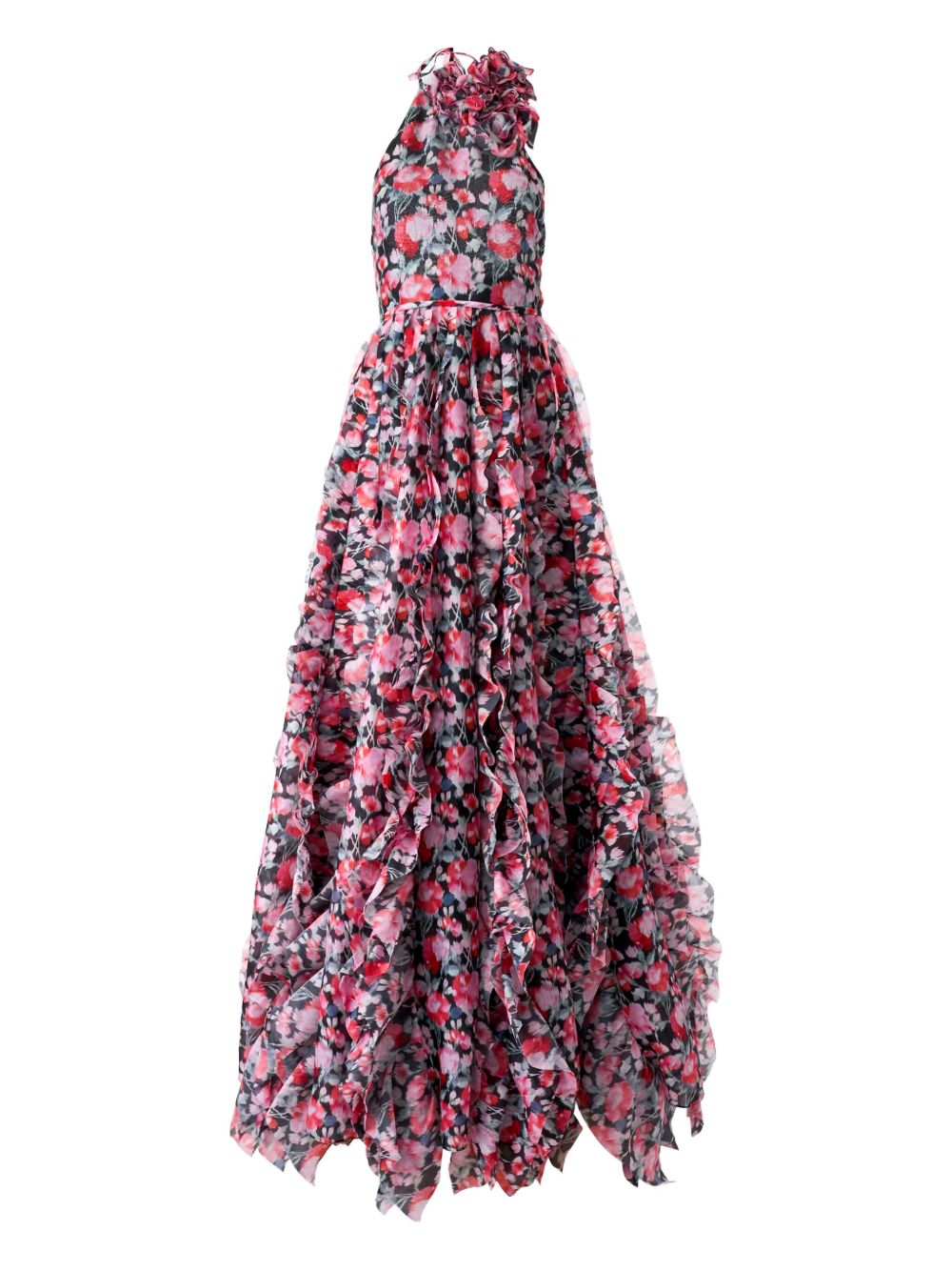 Peony-print gown - Pink