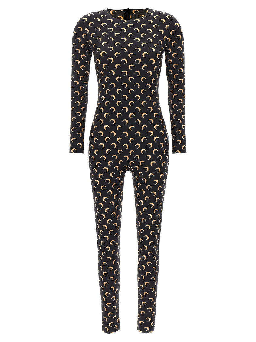 Moon-print jersey catsuit - Black