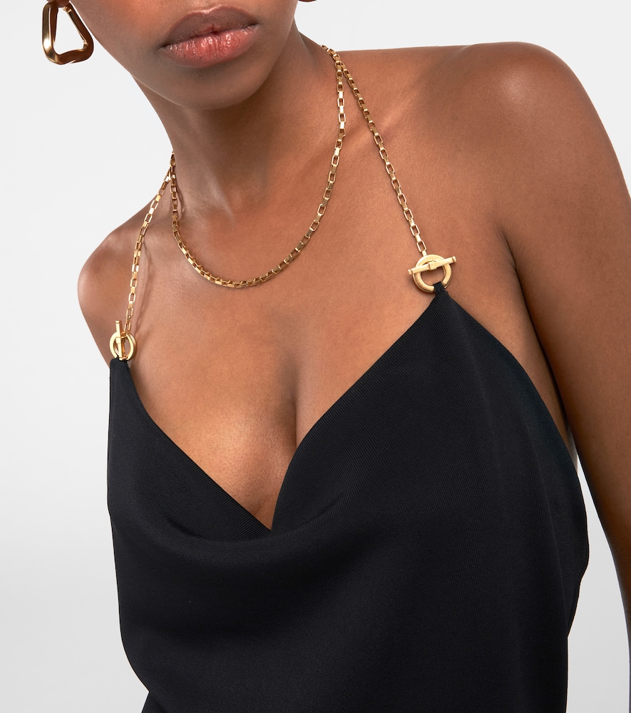 Chain-detail knitted maxi dress
