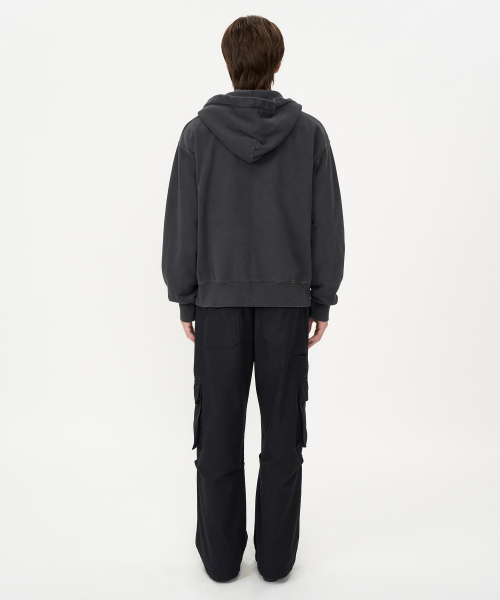 Garment Dyed Essential Zip-Up Hoodie CHARCOAL