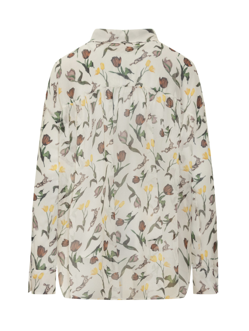 White Floral Print Shirt