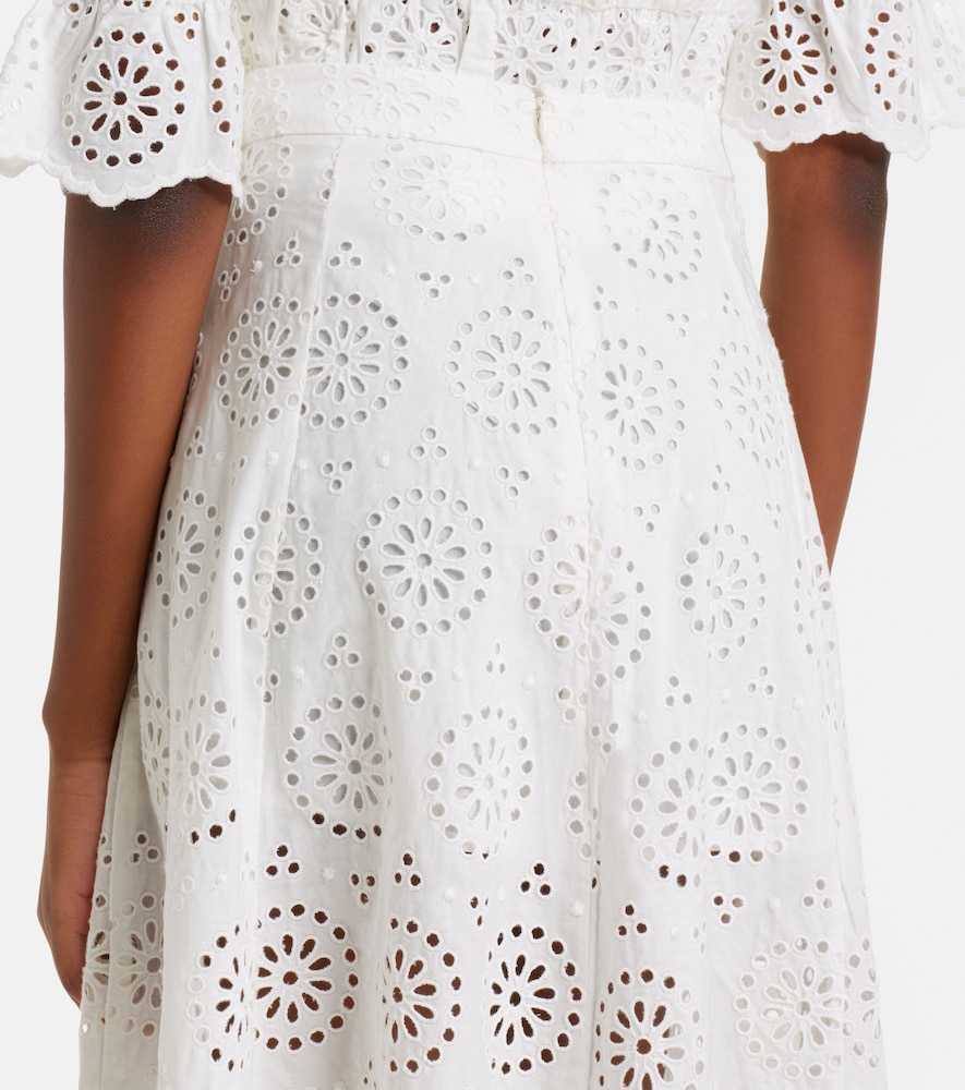 The Deco broderie anglaise cotton midi skirt