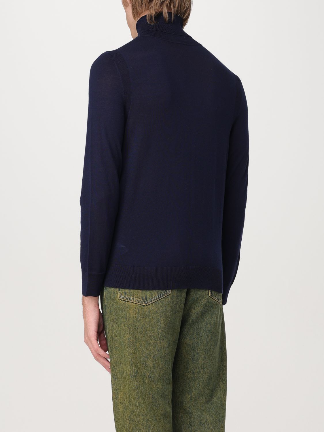 Roll-neck merino wool jumper - Blue