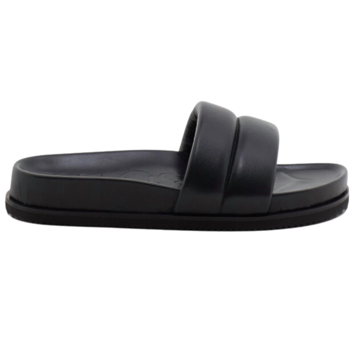 Women's Leather Slippers In Black