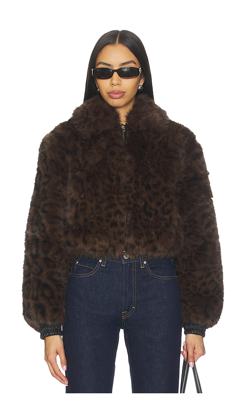 BLANKNYC Cropped Faux Fur Coat in Brown. S. Also in L
