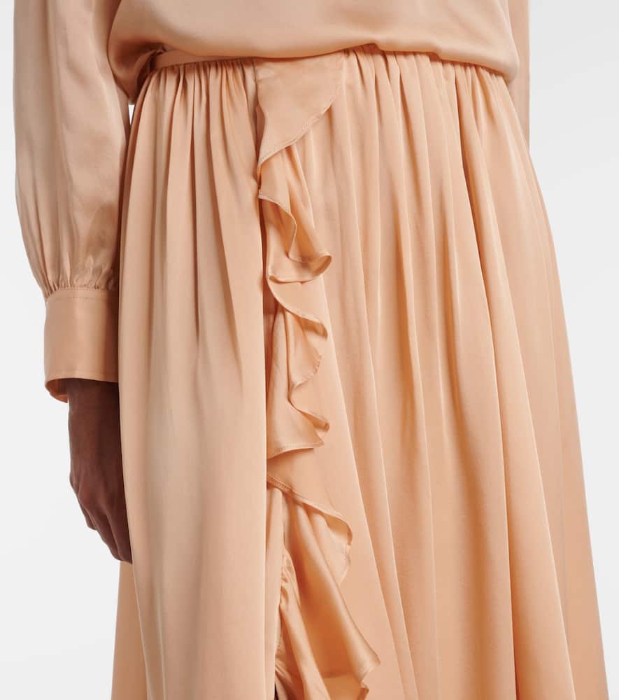 Zena ruffled silk chiffon midi skirt