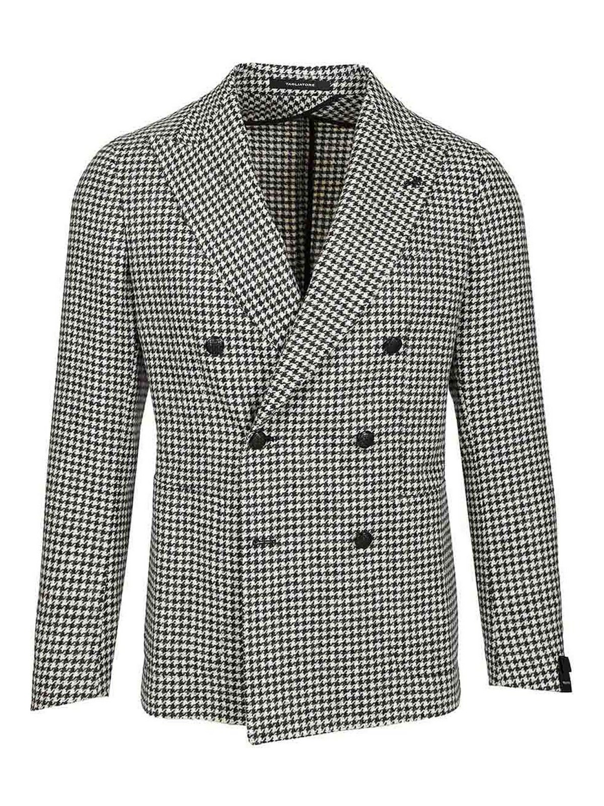 Double-Breasted Houndstooth Blazer