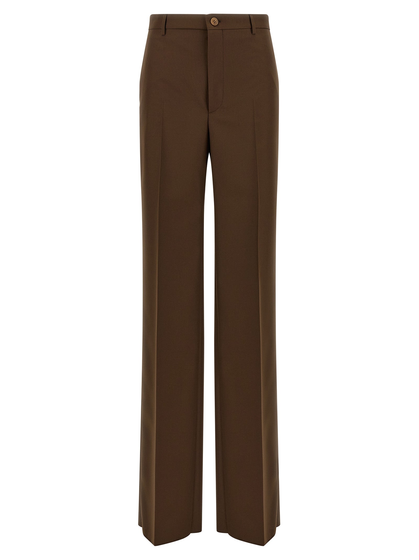 Wide-Leg Tailored Trousers — Brown