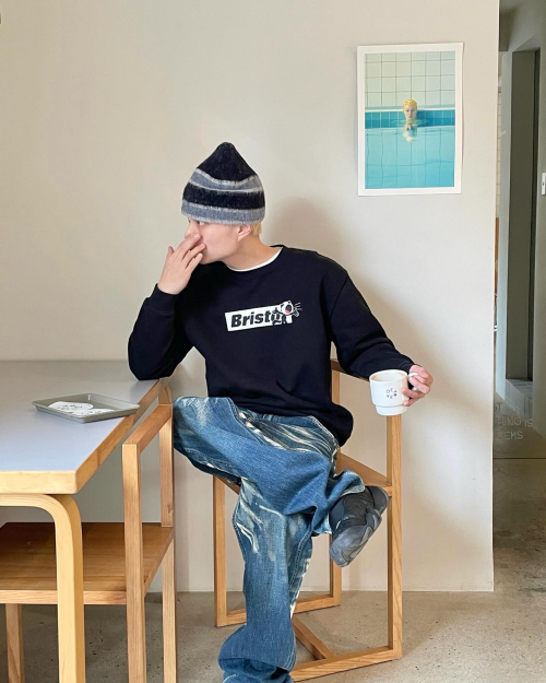 HAIRY STRIPE BEANIE BLACK