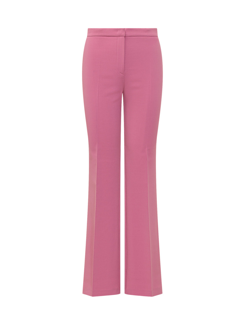 Pink Flared Flat Front Pants