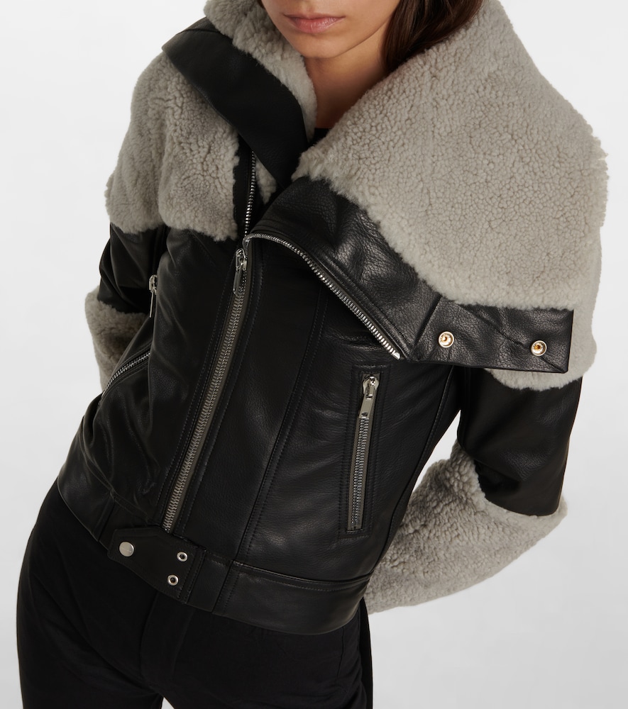 Shearling-trimmed leather jacket
