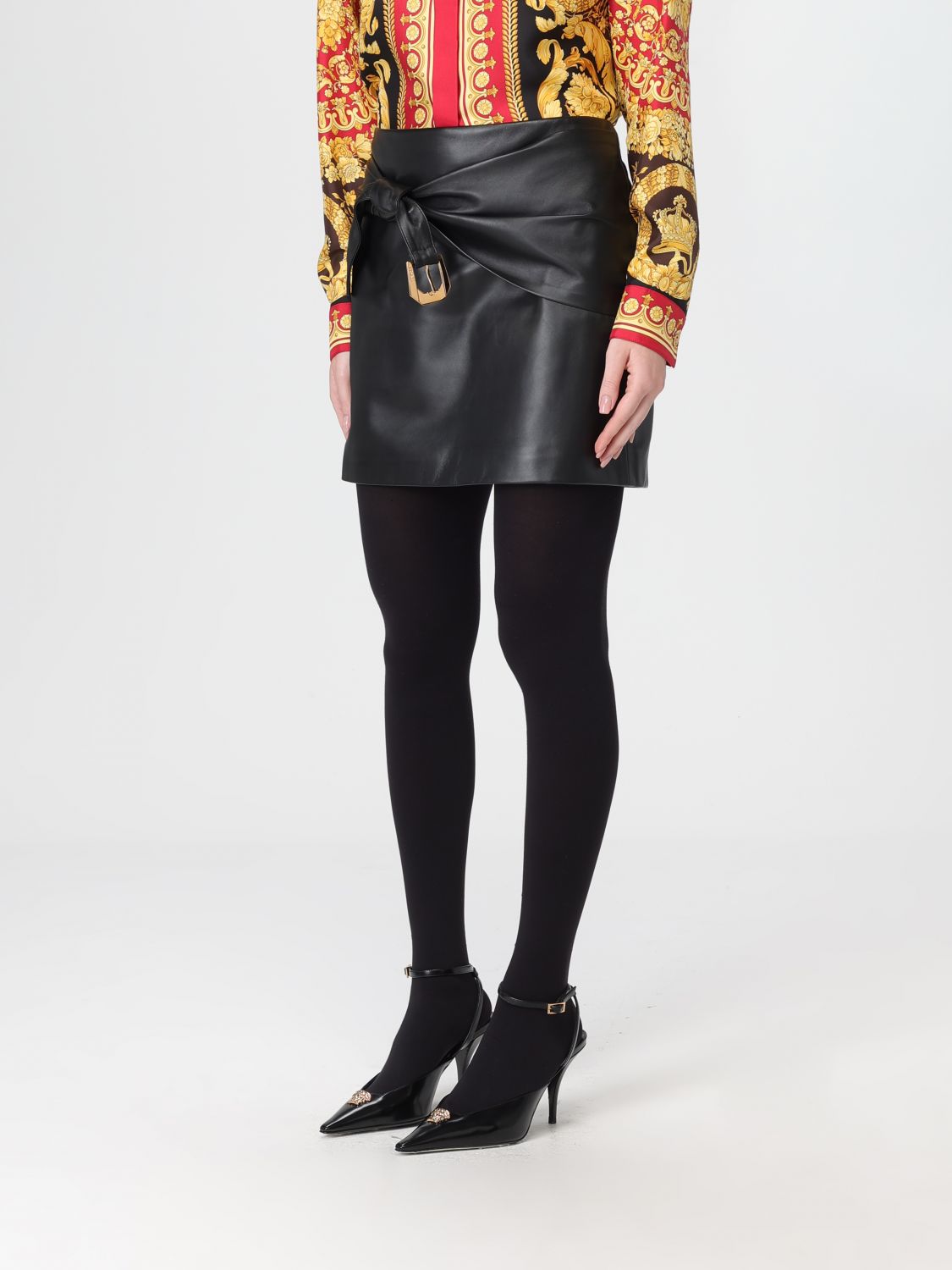 Leather draped skirt - Black