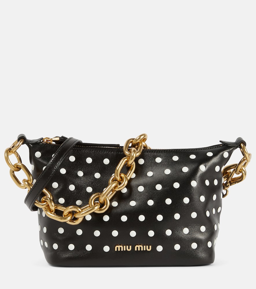 Polka-dot leather shoulder bag