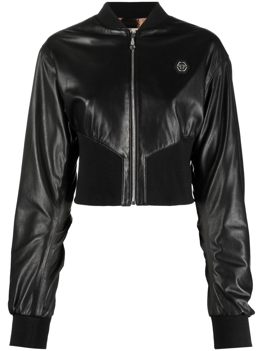 Leather bomber jacket - Black