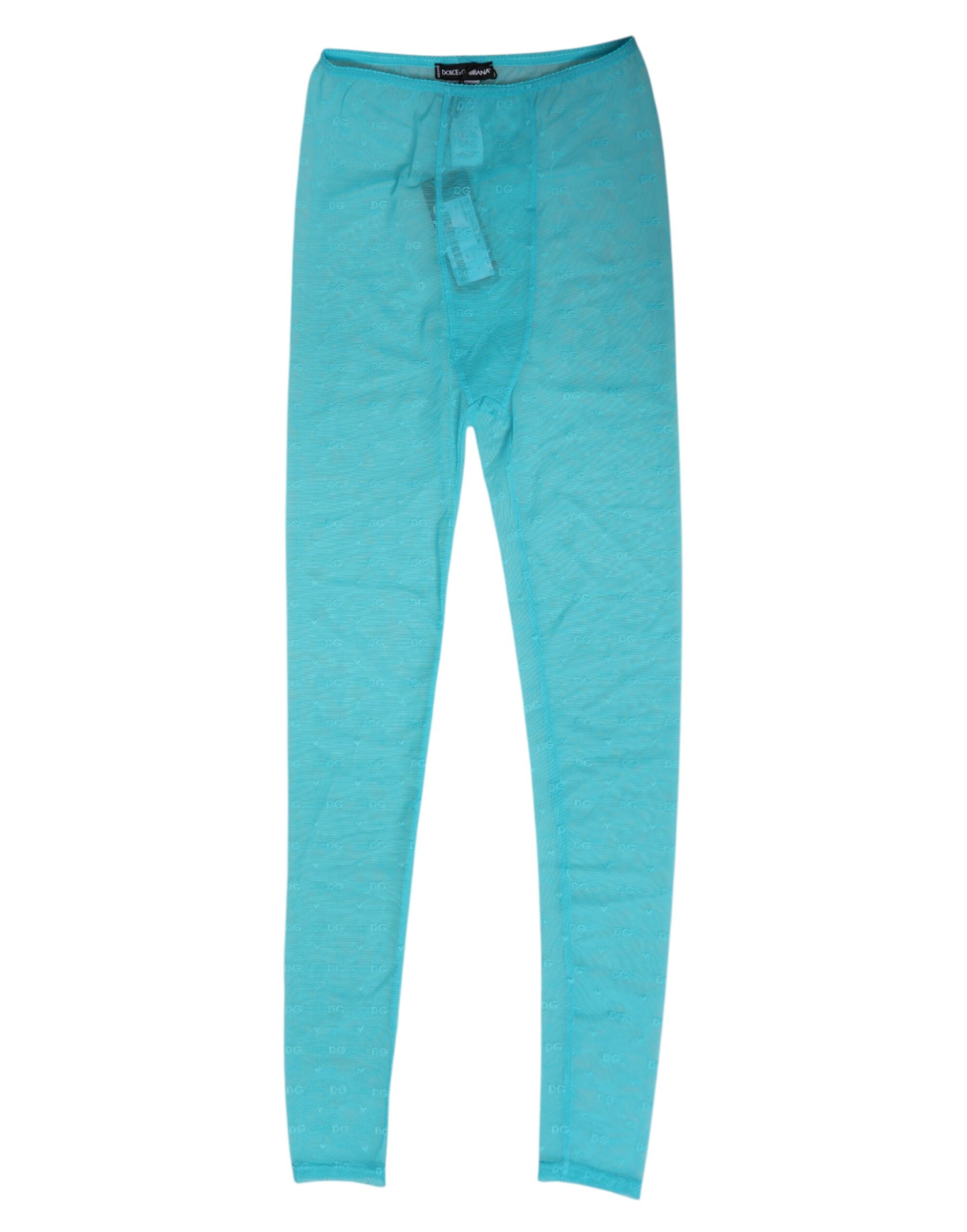 Logo Lace Nylon-Elastane Leggings — Blue