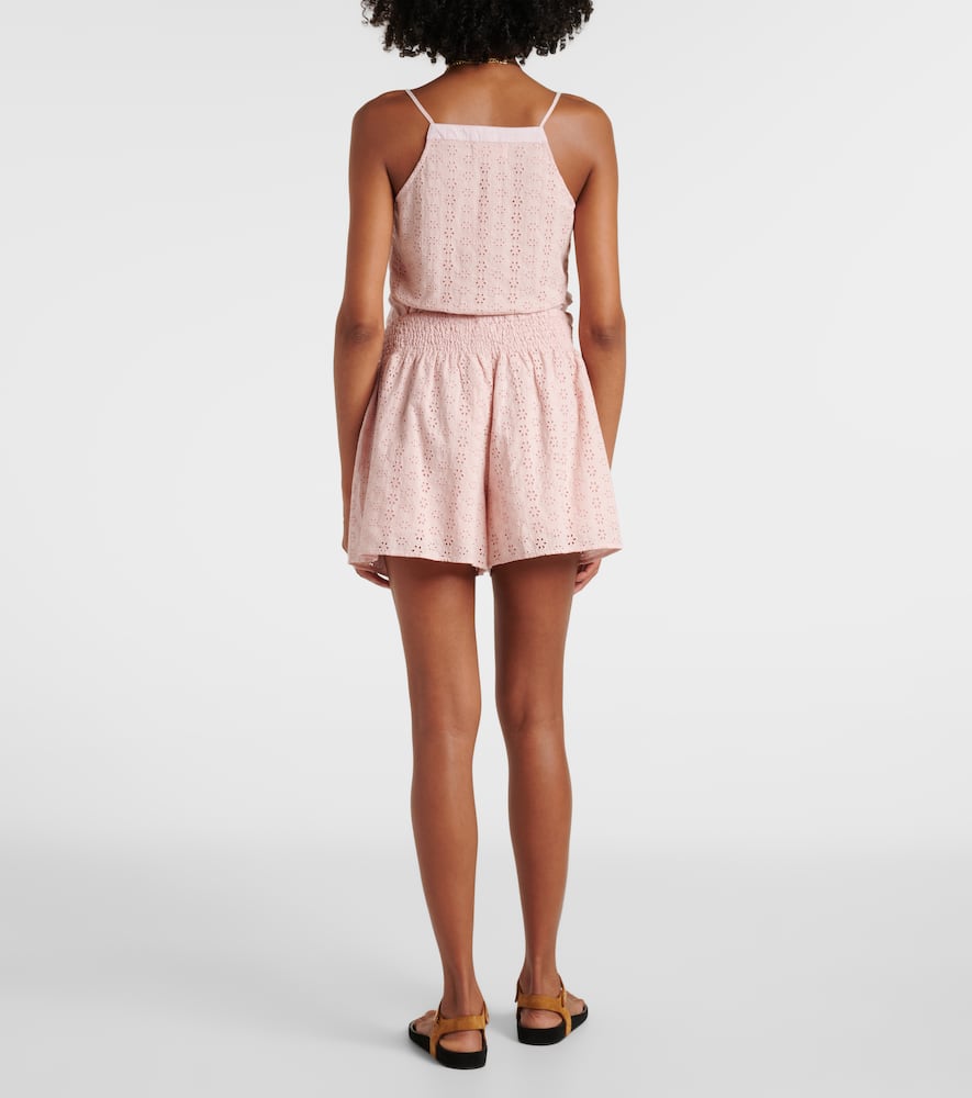 Iris embroidered cotton poplin shorts