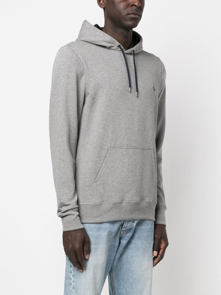 Grey Zebra logo cotton hoodie