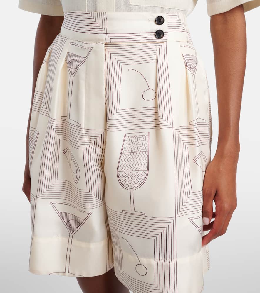 Dorin printed silk twill Bermuda shorts