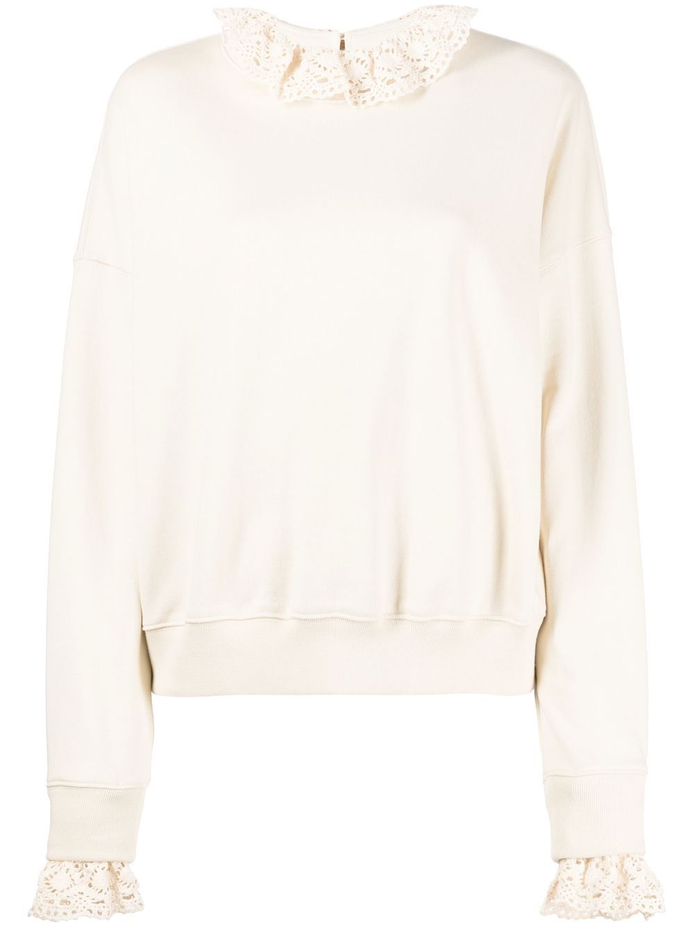 Crochet-colar sweatshirt - Black