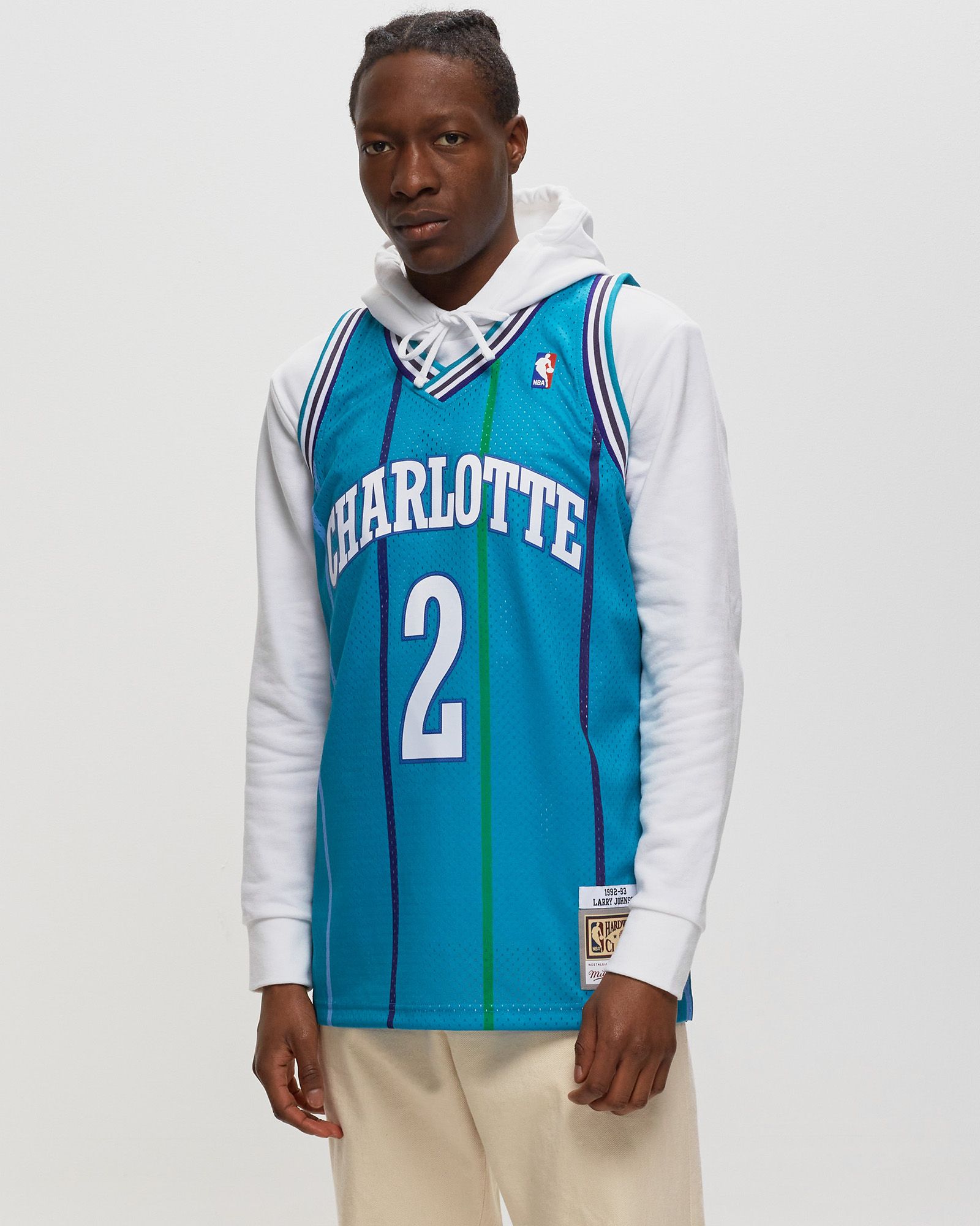 NBA Swingman Jersey Charlotte Hornets Road 1992-93 Larry Johnson #2 blue male Jerseys now available at BSTN