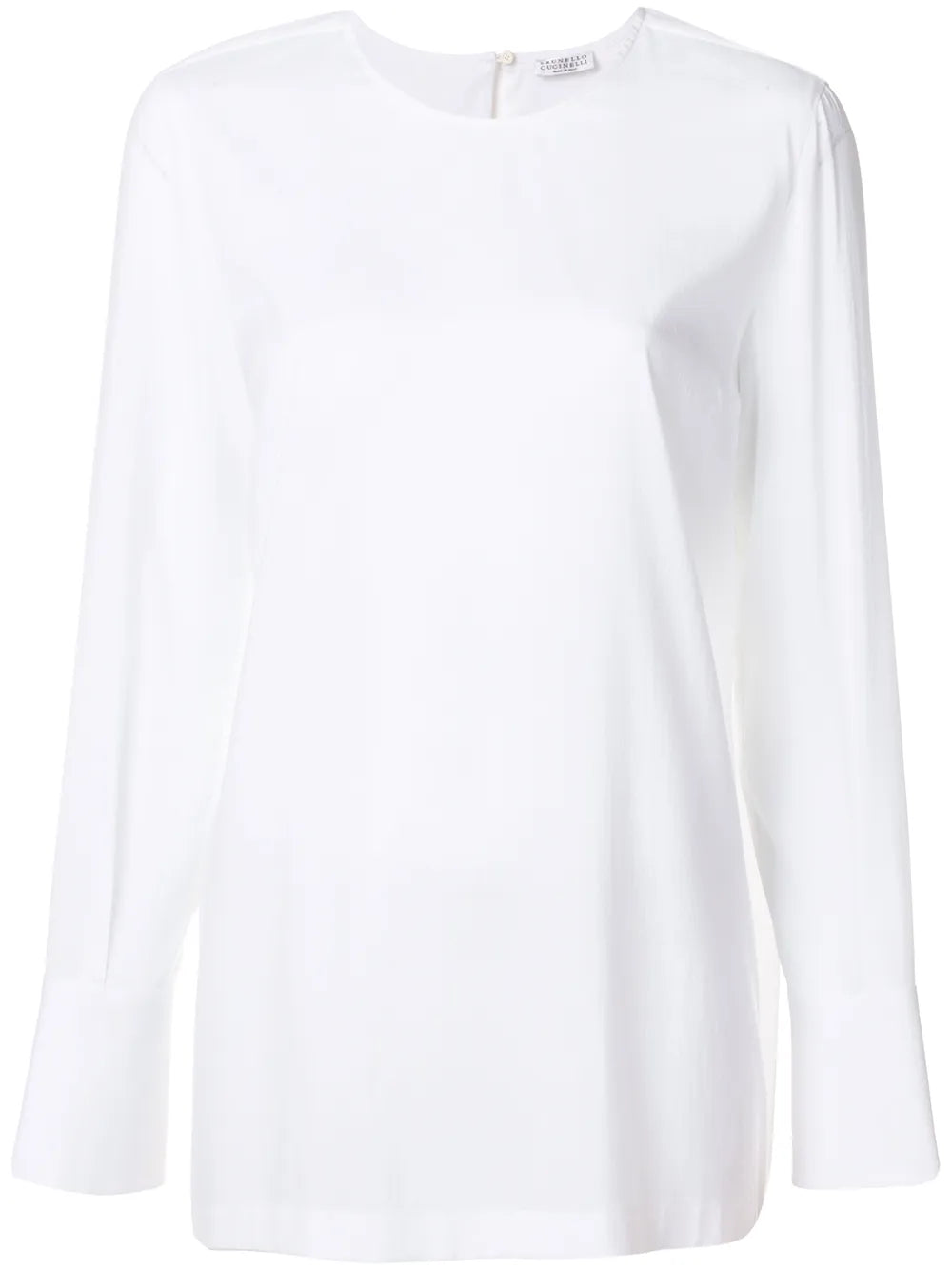 Silk-Blend Wide Cuff Blouse — White