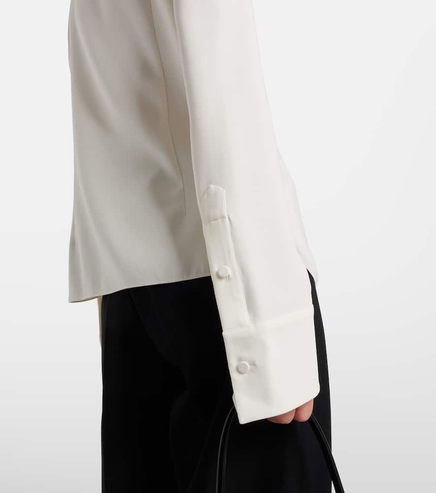 Lace-trimmed silk-blend georgette blouse