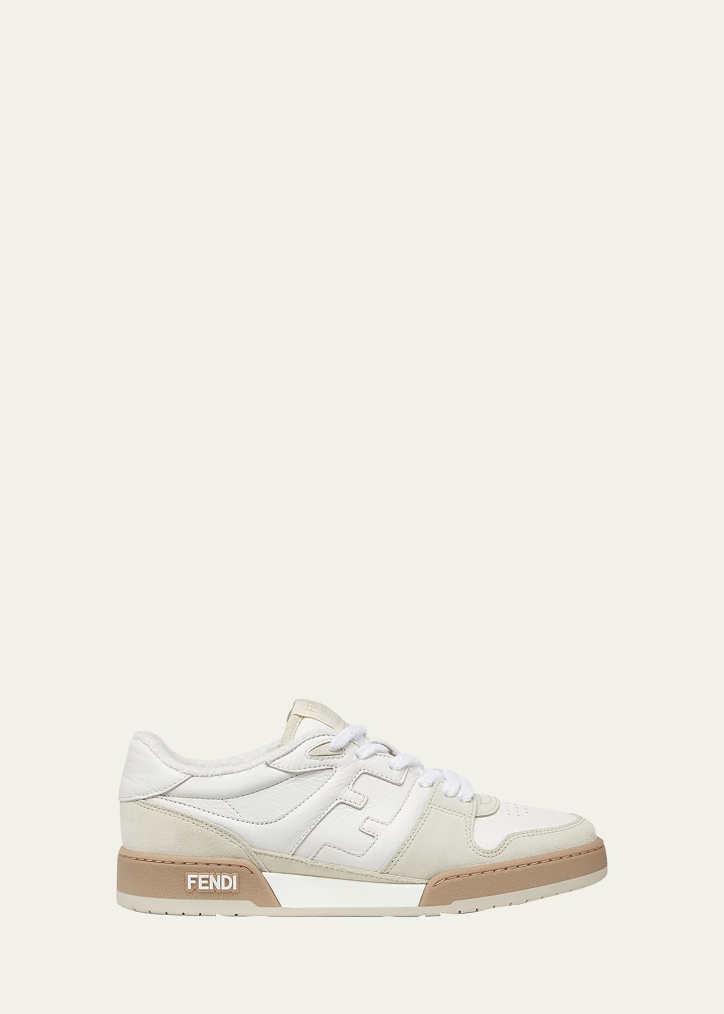 Men's Leather FF-Logo Low-Top Sneakers