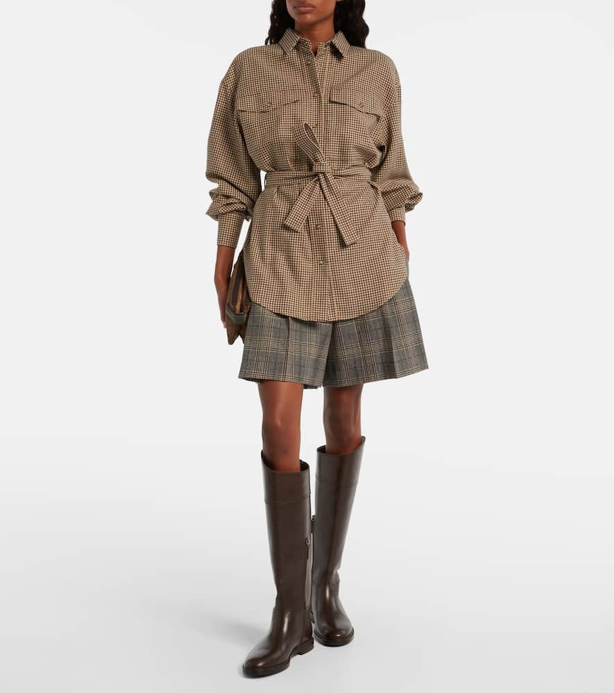Checked virgin wool overshirt