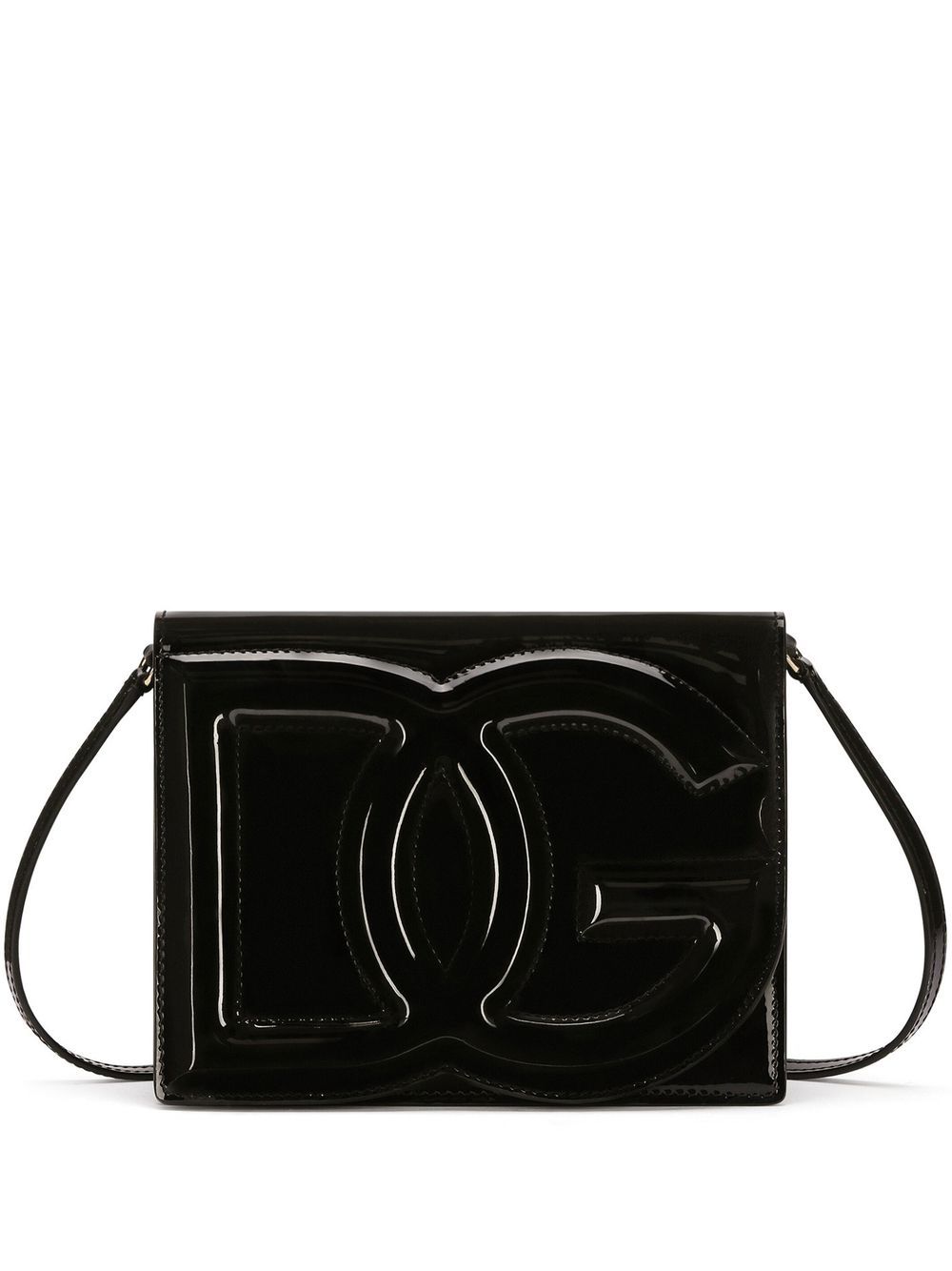 DG Logo patent leather crossbody bag - Black