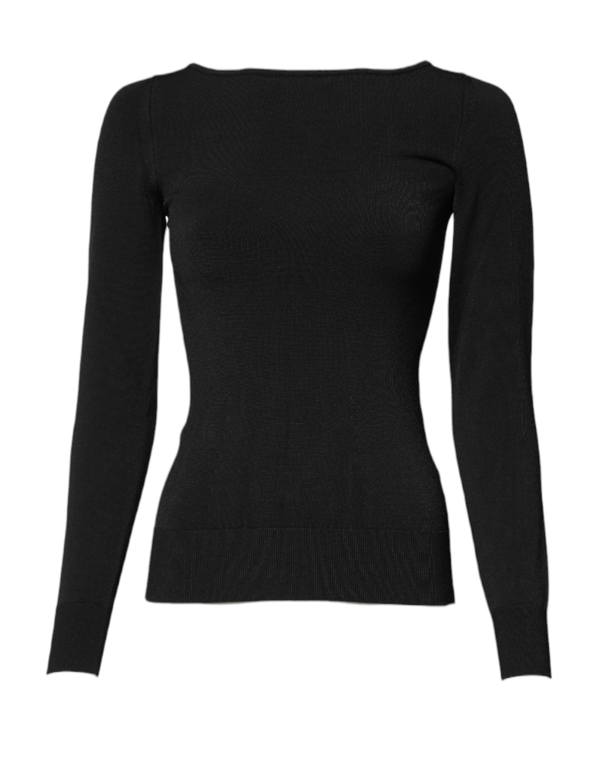 Viscose Knit Sweater — Black