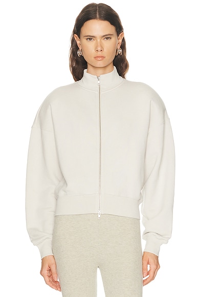 AGOLDE Jensen Zip Up Sweatshirt in Bone - Ivory. S also in M