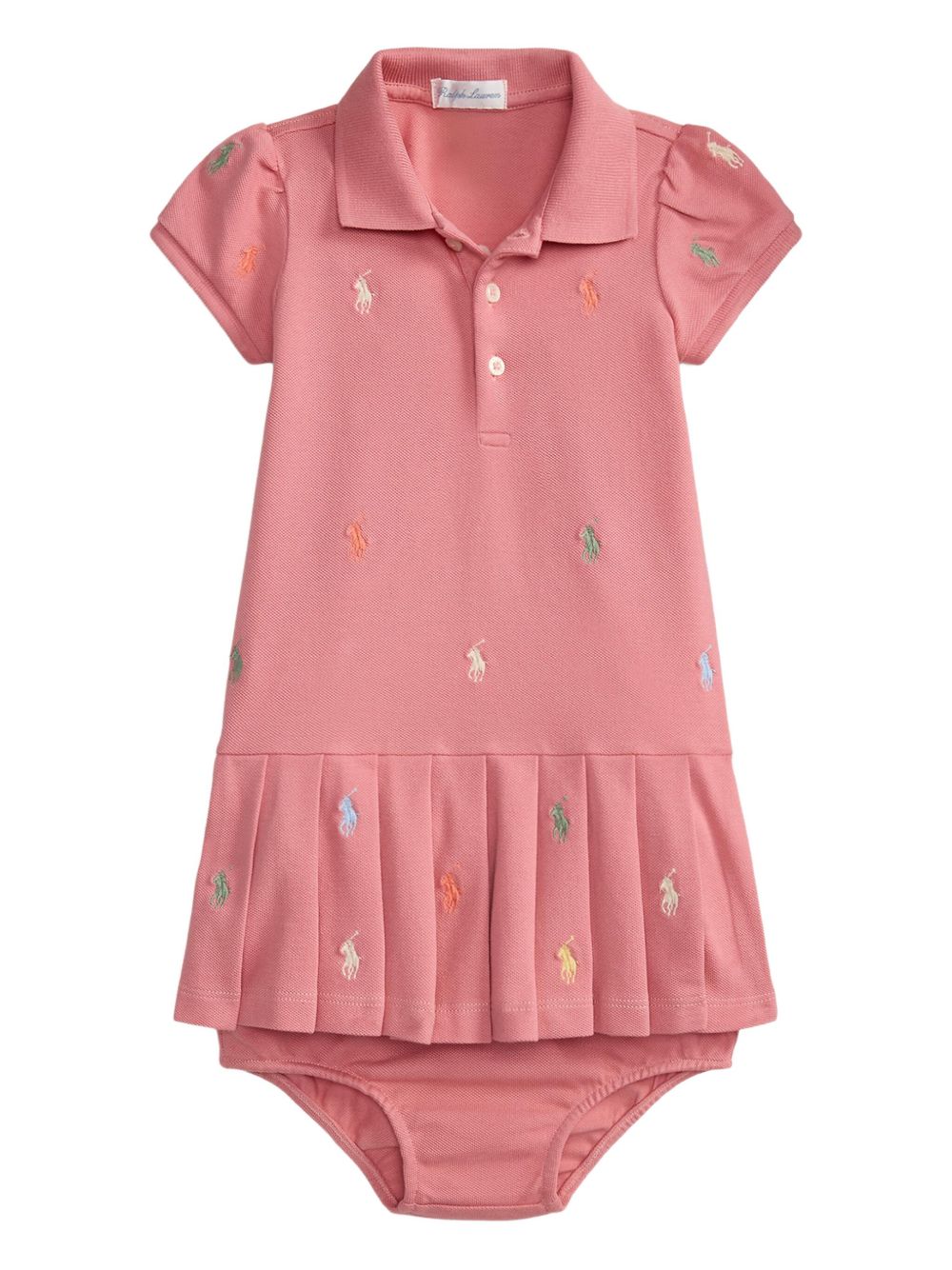 Embroidered polo dress set - Pink
