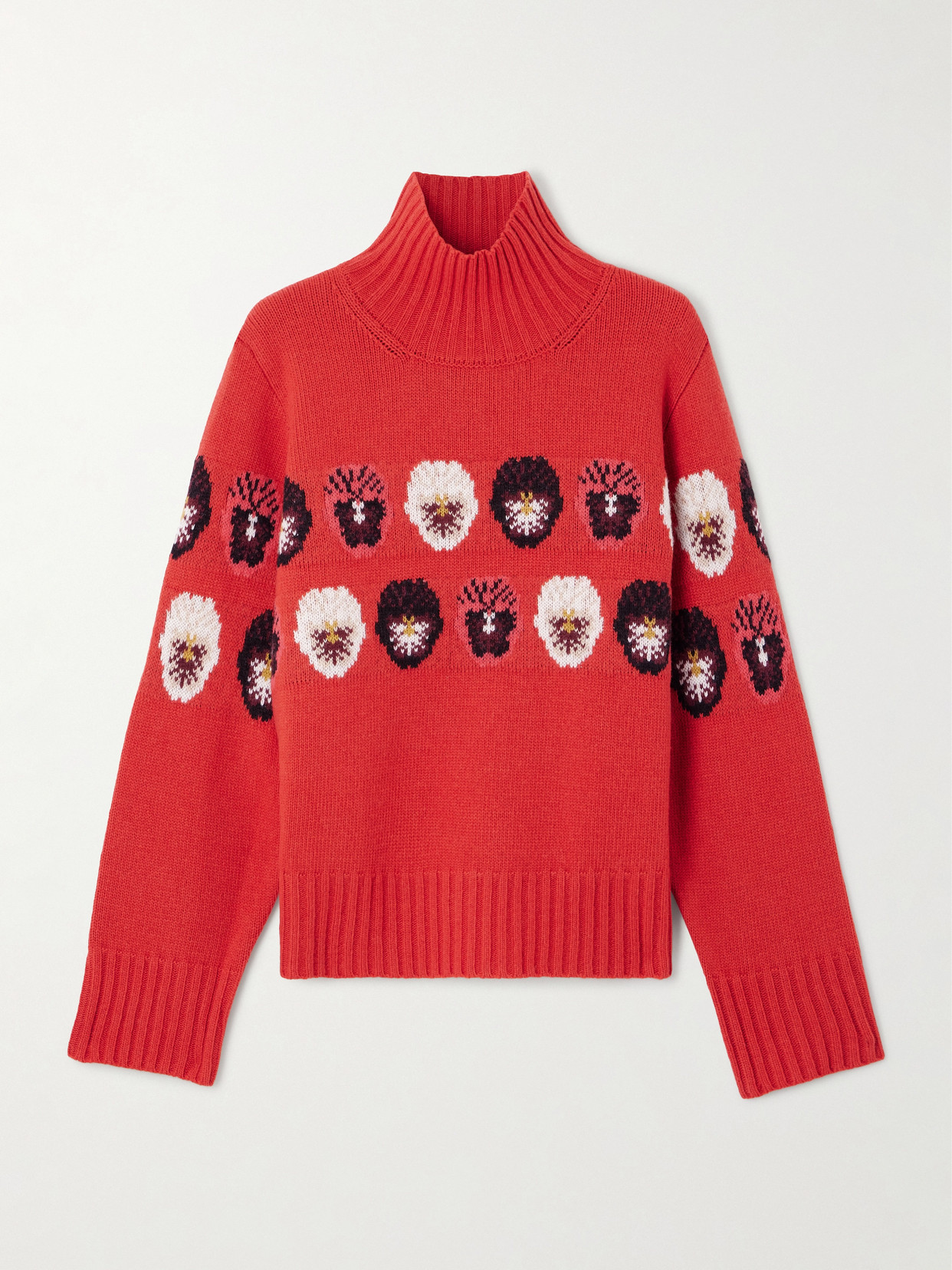 + Markarian Jacquard-knit Wool-blend Turtleneck Sweater - Red