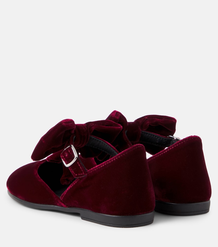 PèPè Bow-detail velvet ballet flats