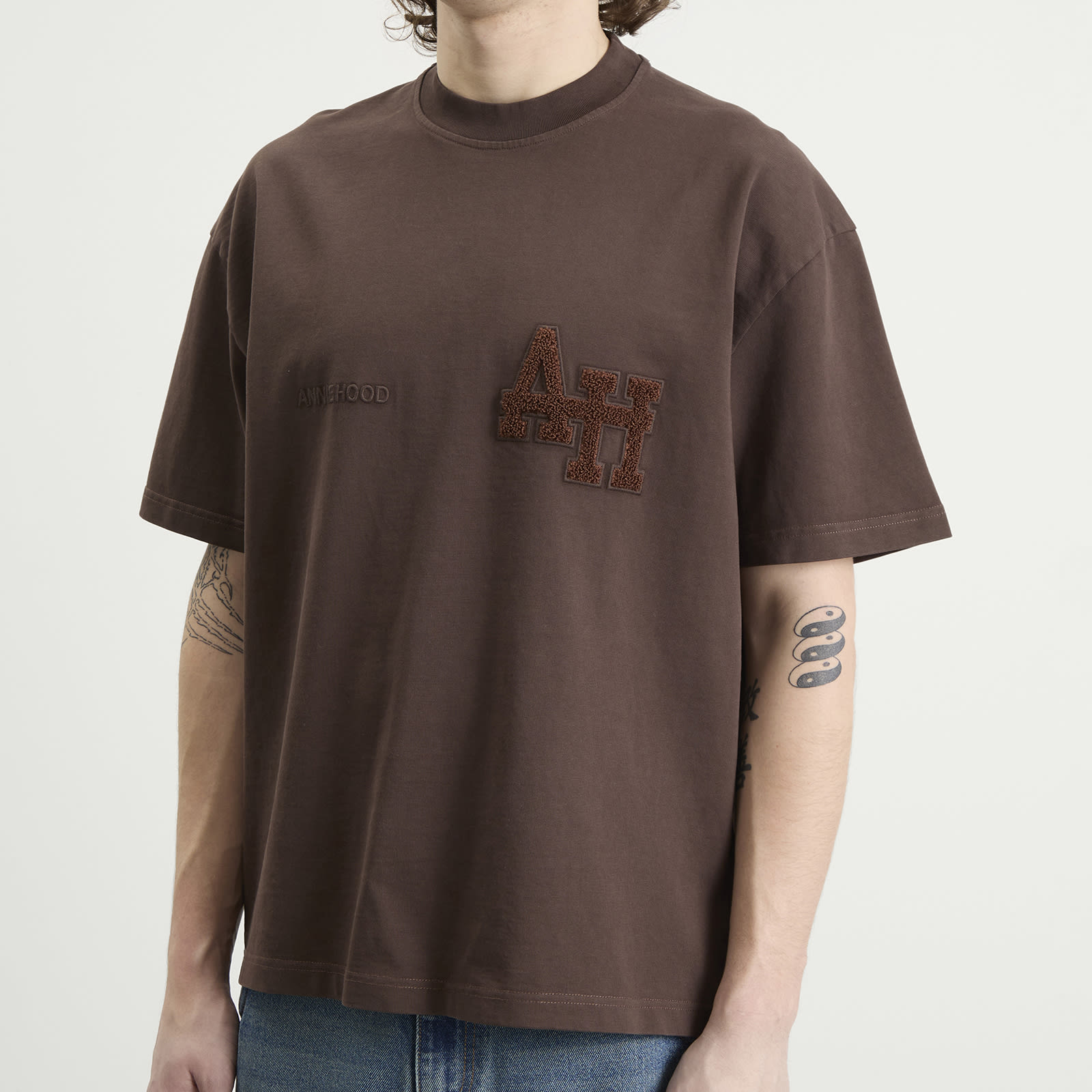 Men's College T-Shirt Washed Brown