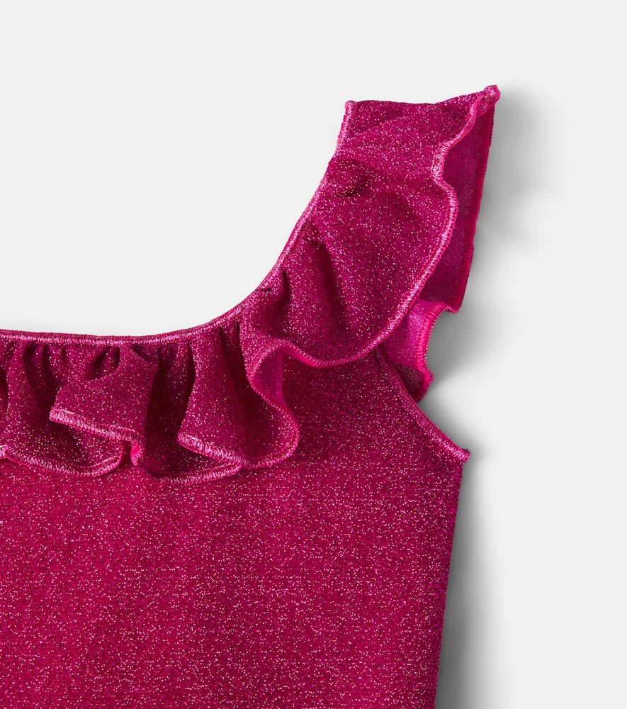 Oséree Kids Lumière ruffled one-shoulder swimsuit