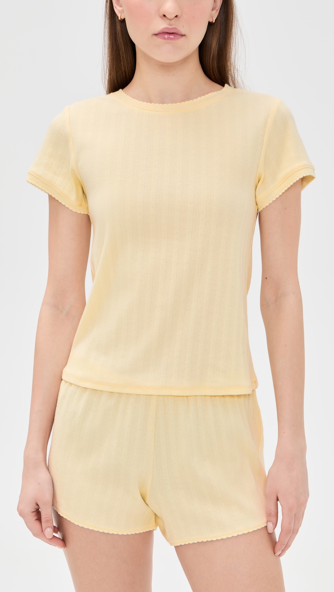 The Coco Pointelle Pajama Set Butter Yellow