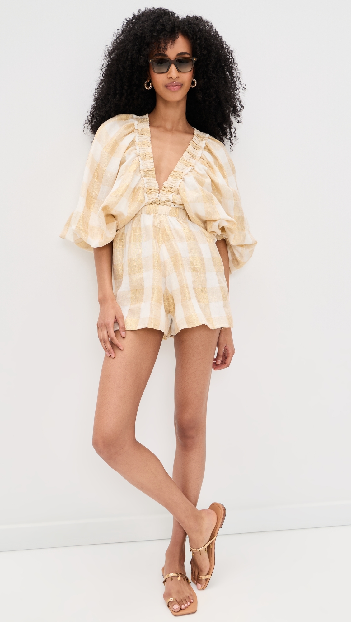 Alicia Jumpsuit Gingham Gold L