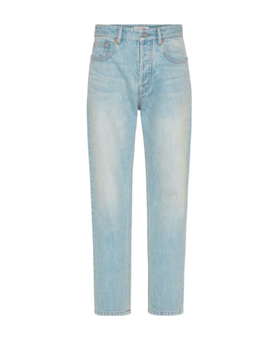 DENIM TROUSERS WITH EMBOSSED VLOGO SIGNATURE