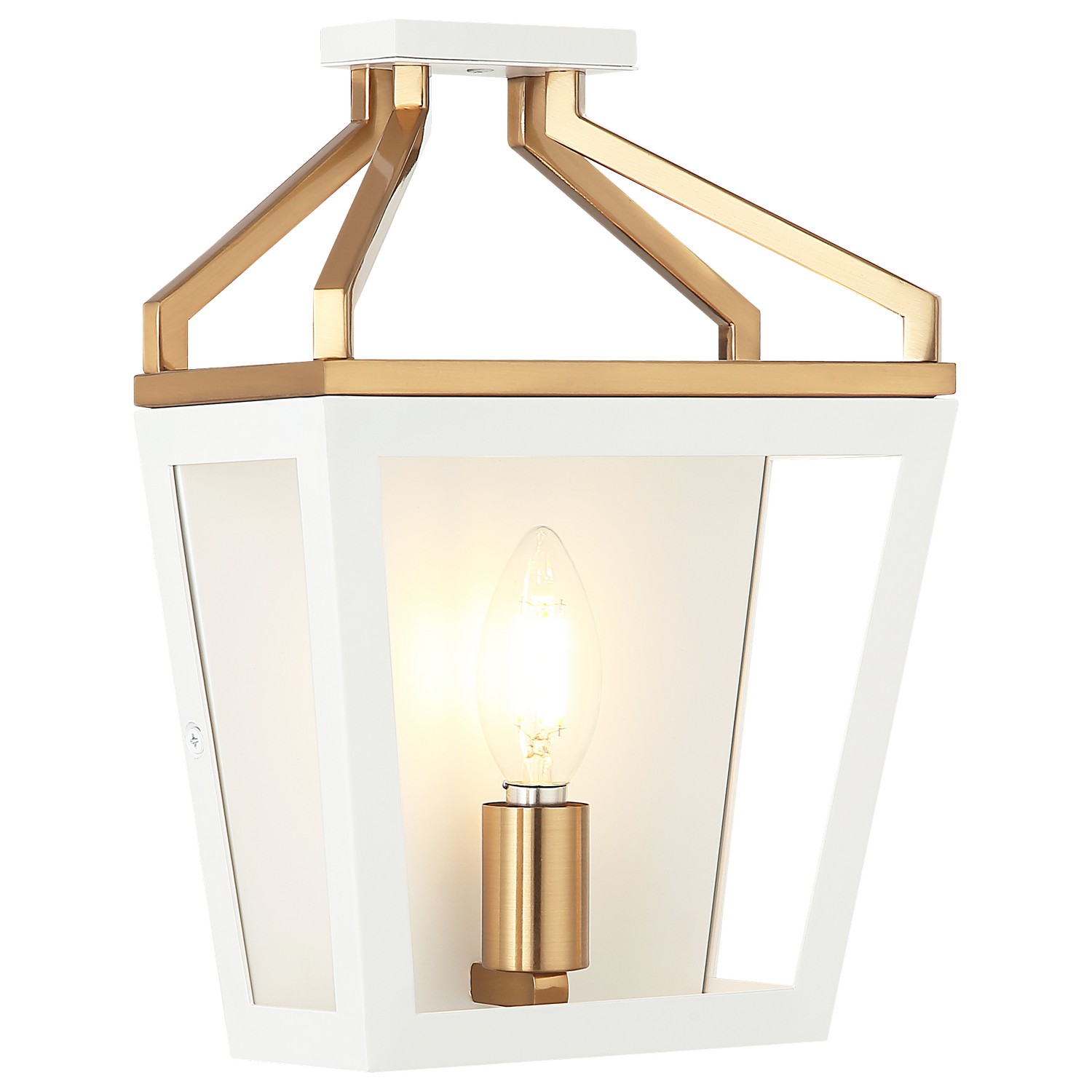 White + Aged Gold Brass Wall Sconce from the Mavonshire Collection