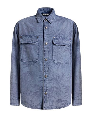 Man Denim outerwear Blue Size M Cotton, Polyester