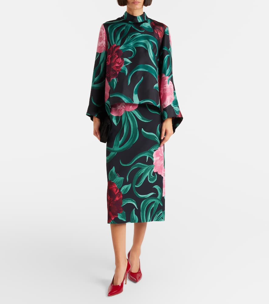 Make An Exit floral silk twill top