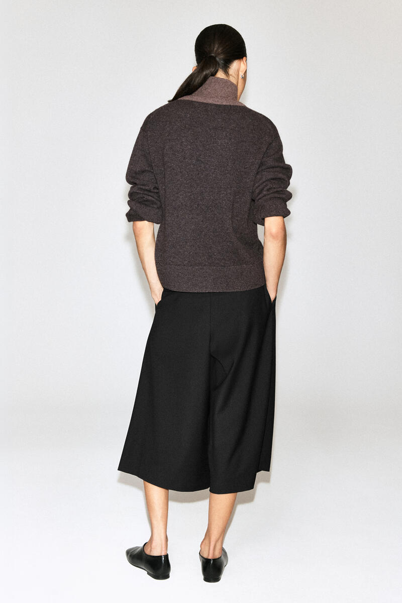 Layered Mock-Neck Merino Wool Sweater