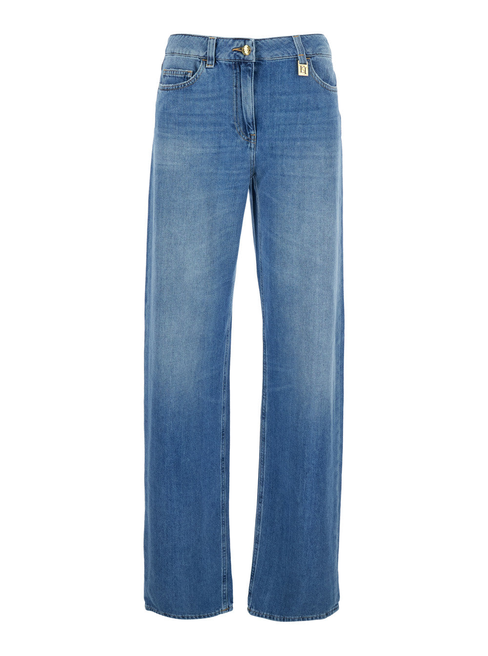 Palazzo Wide-Leg Cotton Jeans — Blue