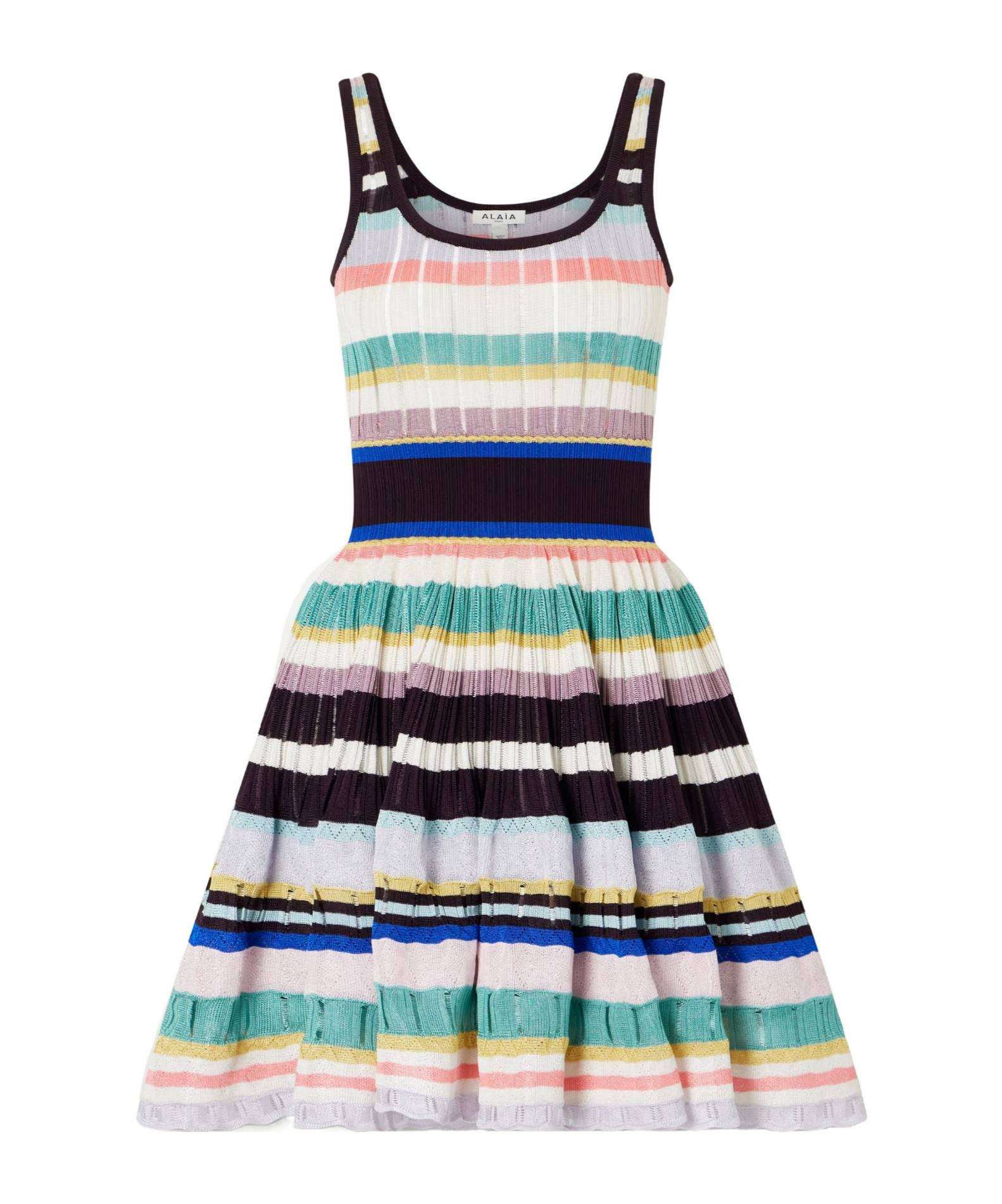 Tiered pointelle-knit mini dress