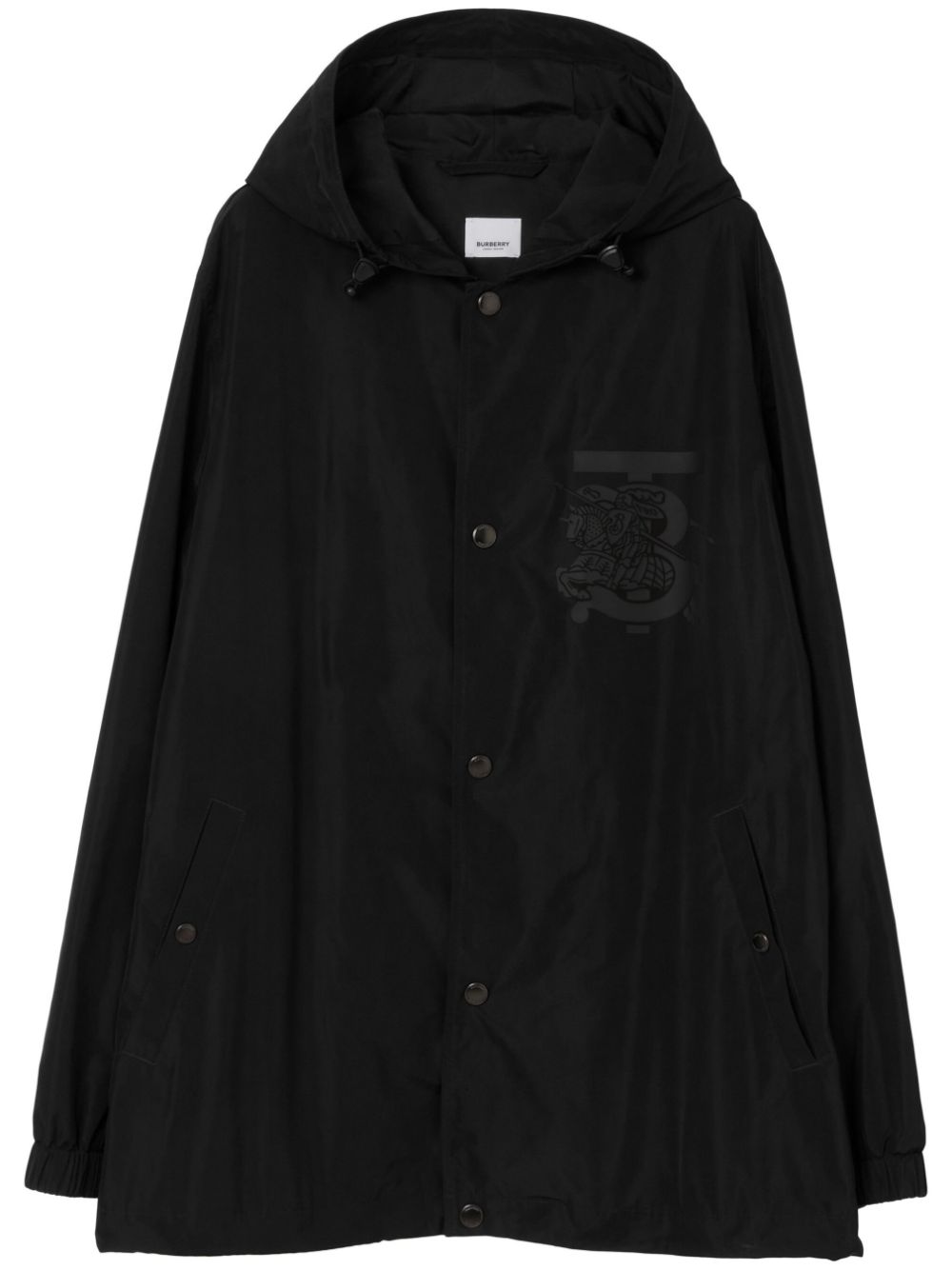 Chest logo-print hooded jacket - Black