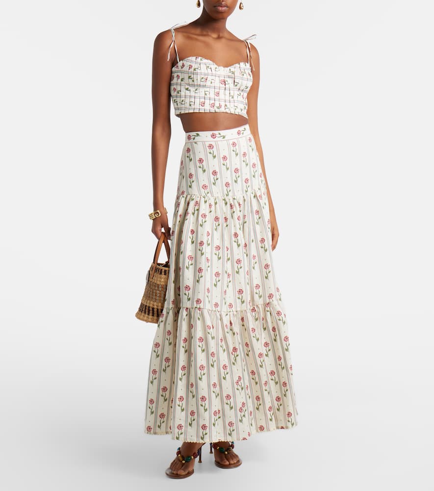 Bergamota floral linen maxi skirt